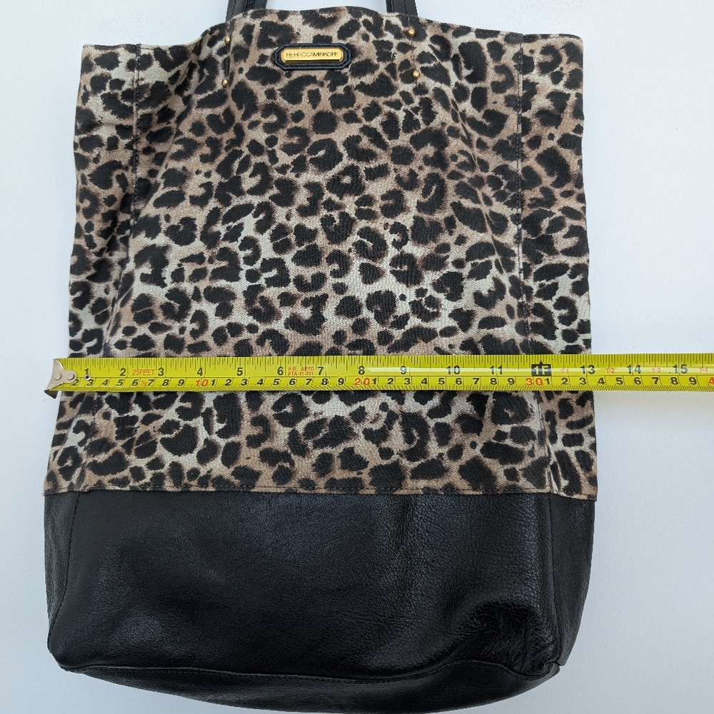 Rebecca Minkoff Leopard Animal Print Tote Bag with Pebbled Leather Accents - Picture 11 of 16